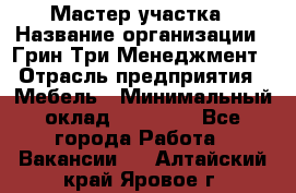 Мастер участка › Название организации ­ Грин Три Менеджмент › Отрасль предприятия ­ Мебель › Минимальный оклад ­ 60 000 - Все города Работа » Вакансии   . Алтайский край,Яровое г.